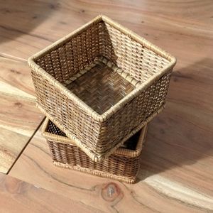 Woven Stackable Set of Square Baskets